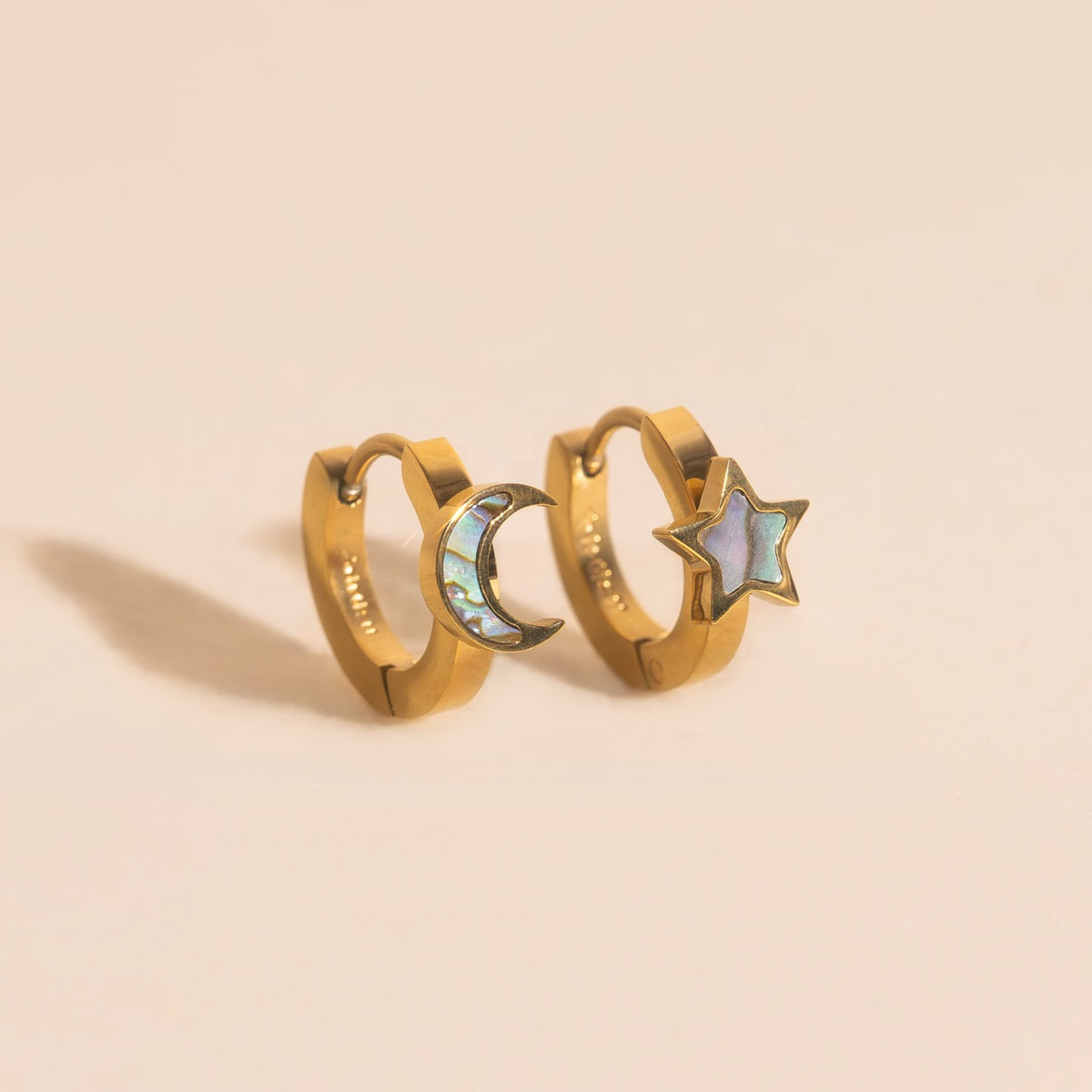 Star Moon 3D Huggie Hoop Earrings