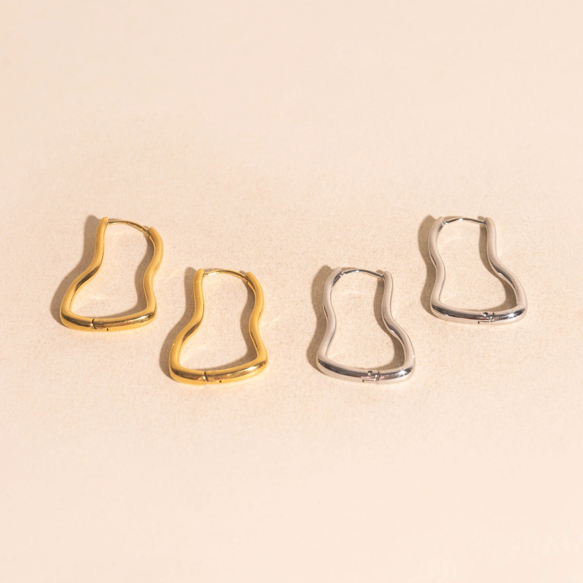 Cosmic Wave Rounded Huggie Hoop Earrings