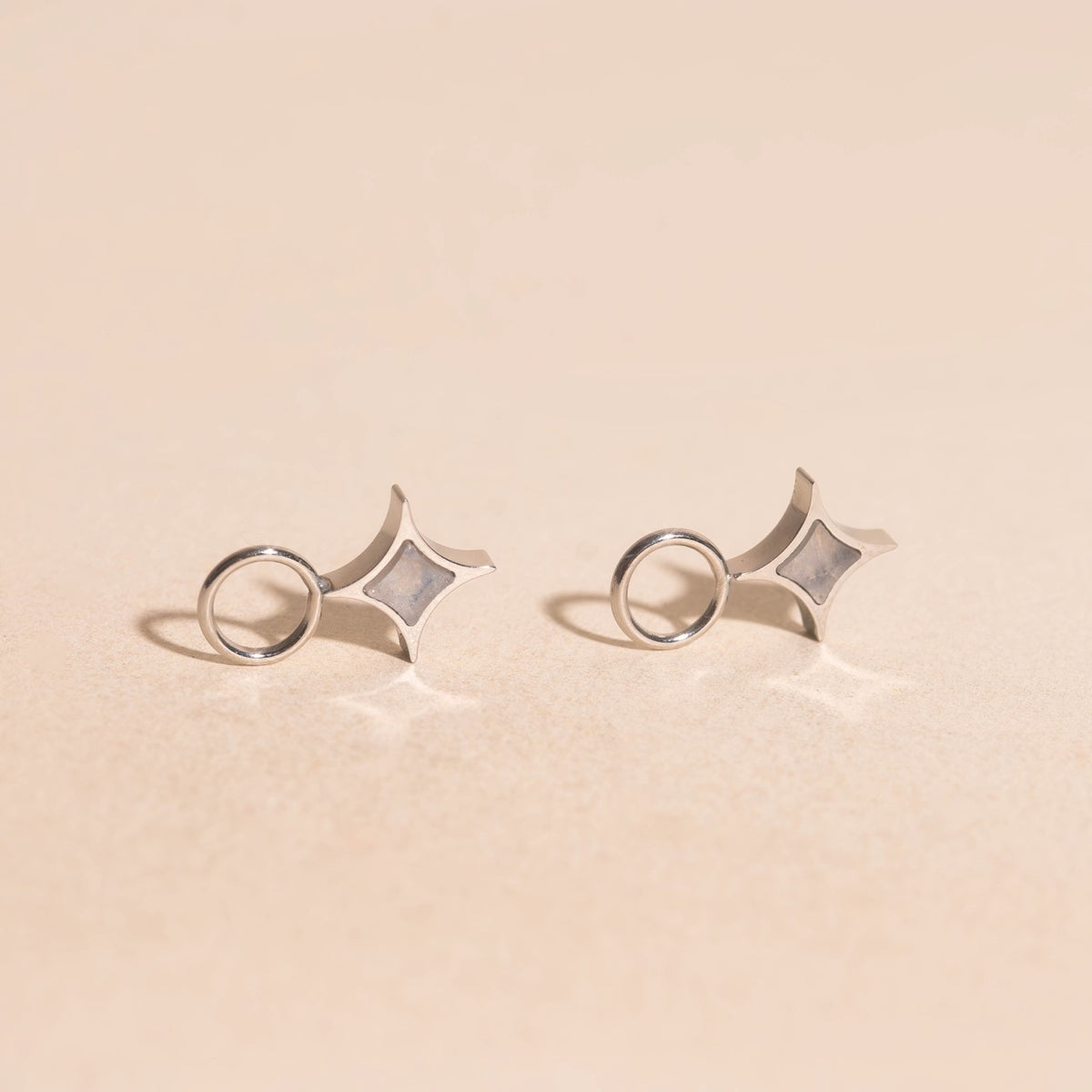 Moonstone Star Chunky Huggie Hoop Charms