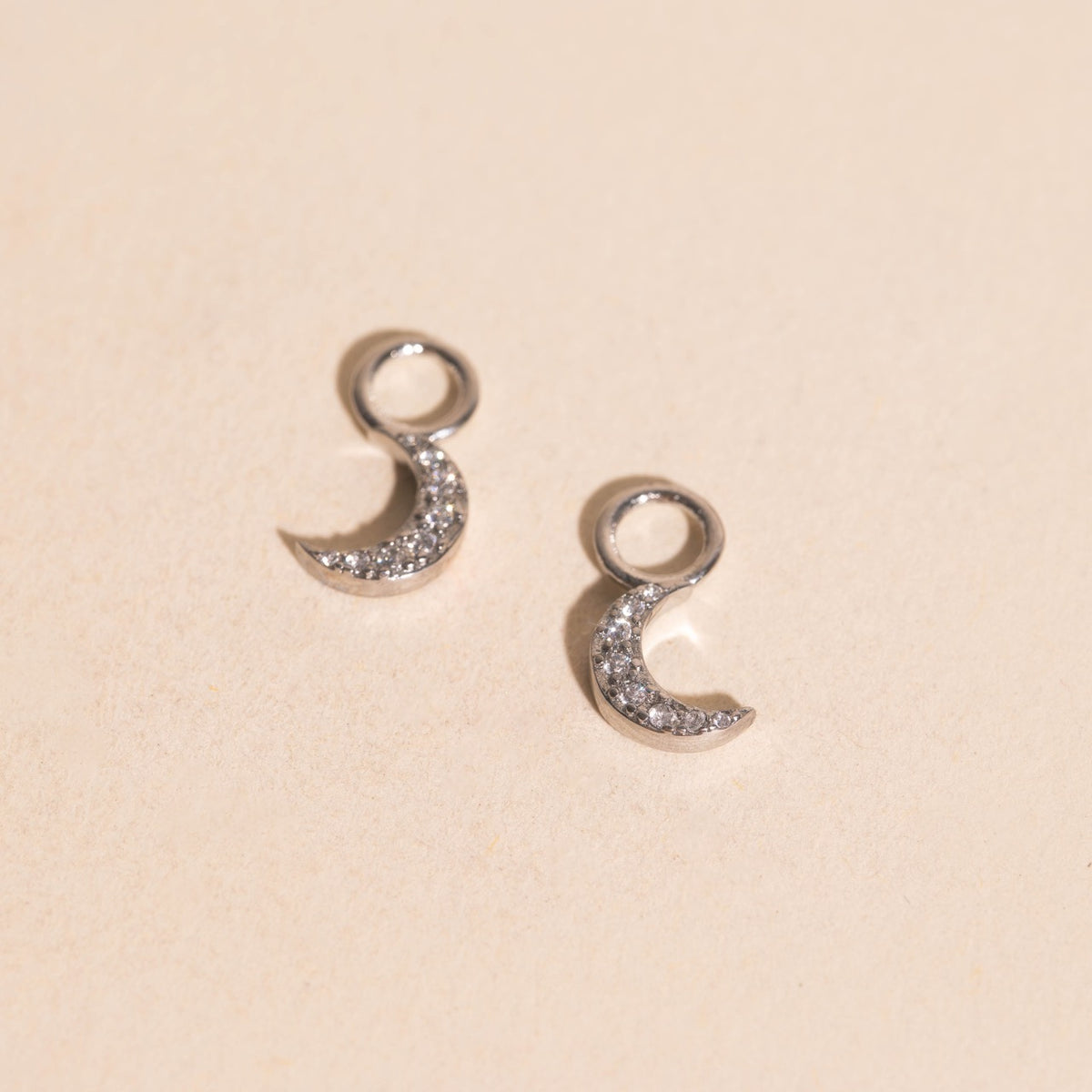 Crystal Moon Huggie Hoop Charms