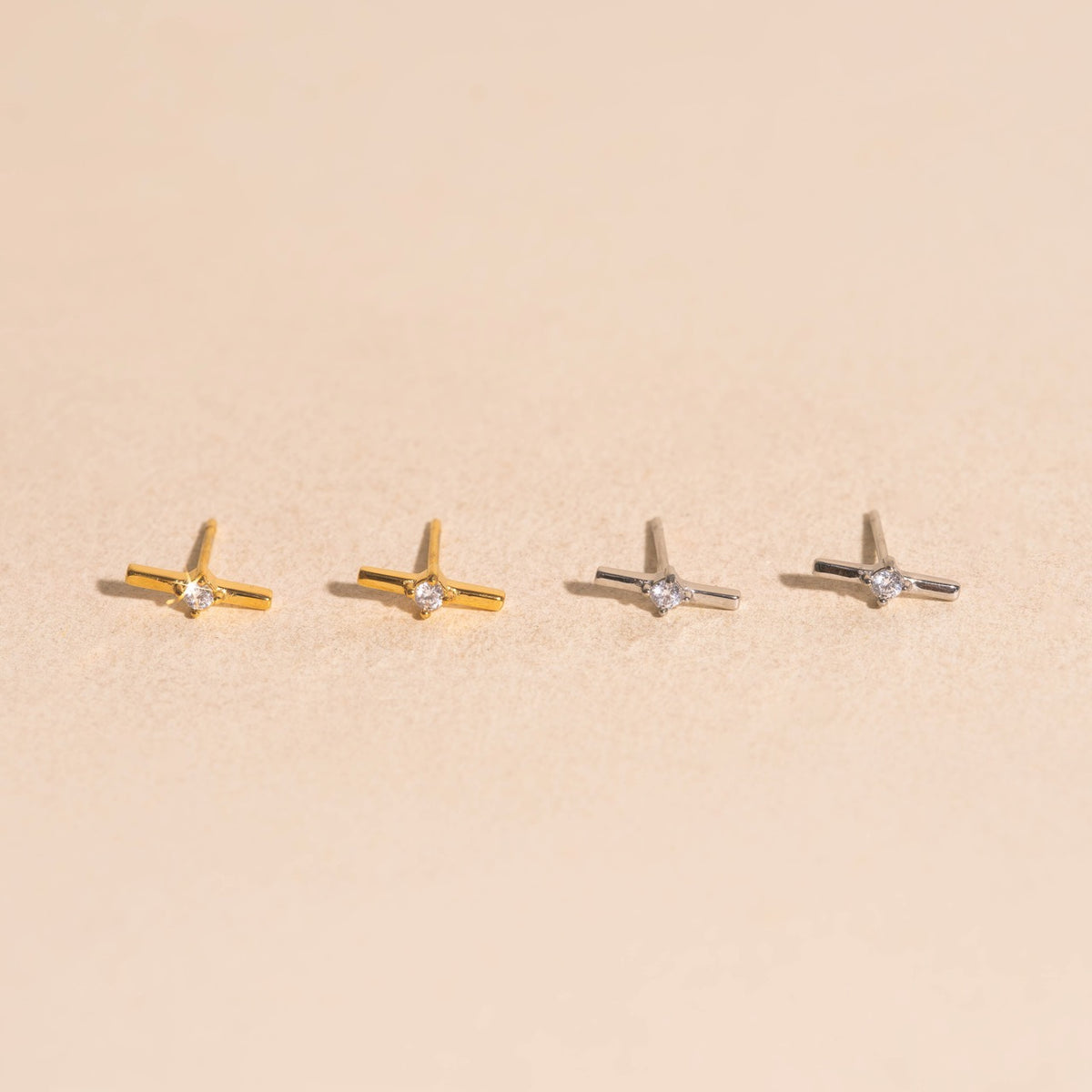 Crystal Bar Stud Earrings