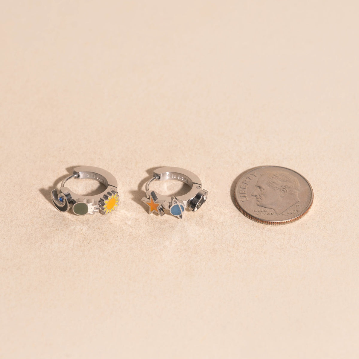 Space 3D Huggie Hoop Earrings