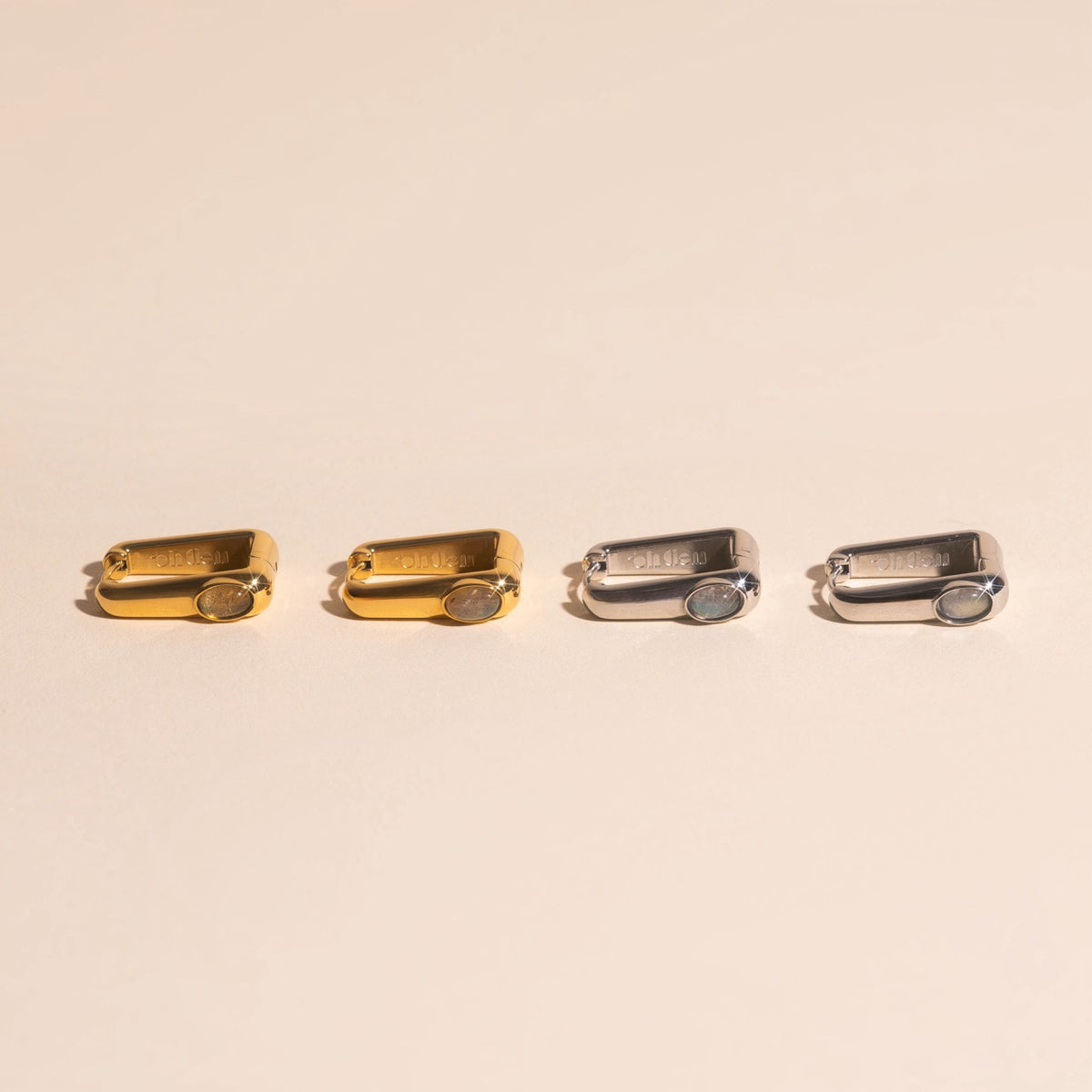 Planetary Rectangle Huggie Hoop Earrings