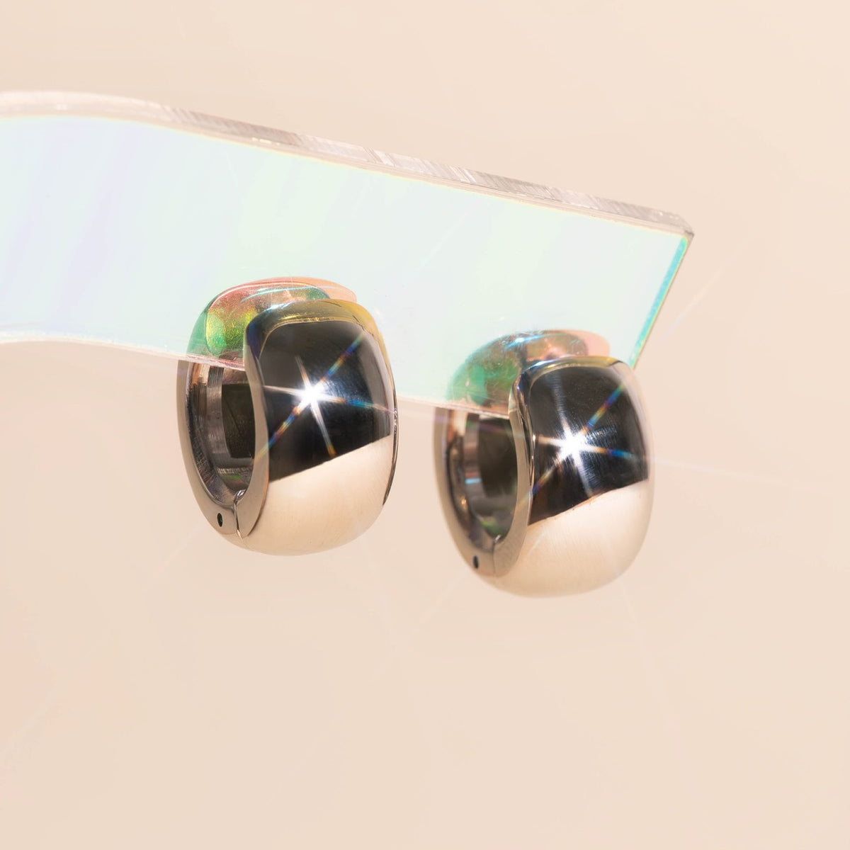 Marshmallow Mega Huggie Hoop Earrings