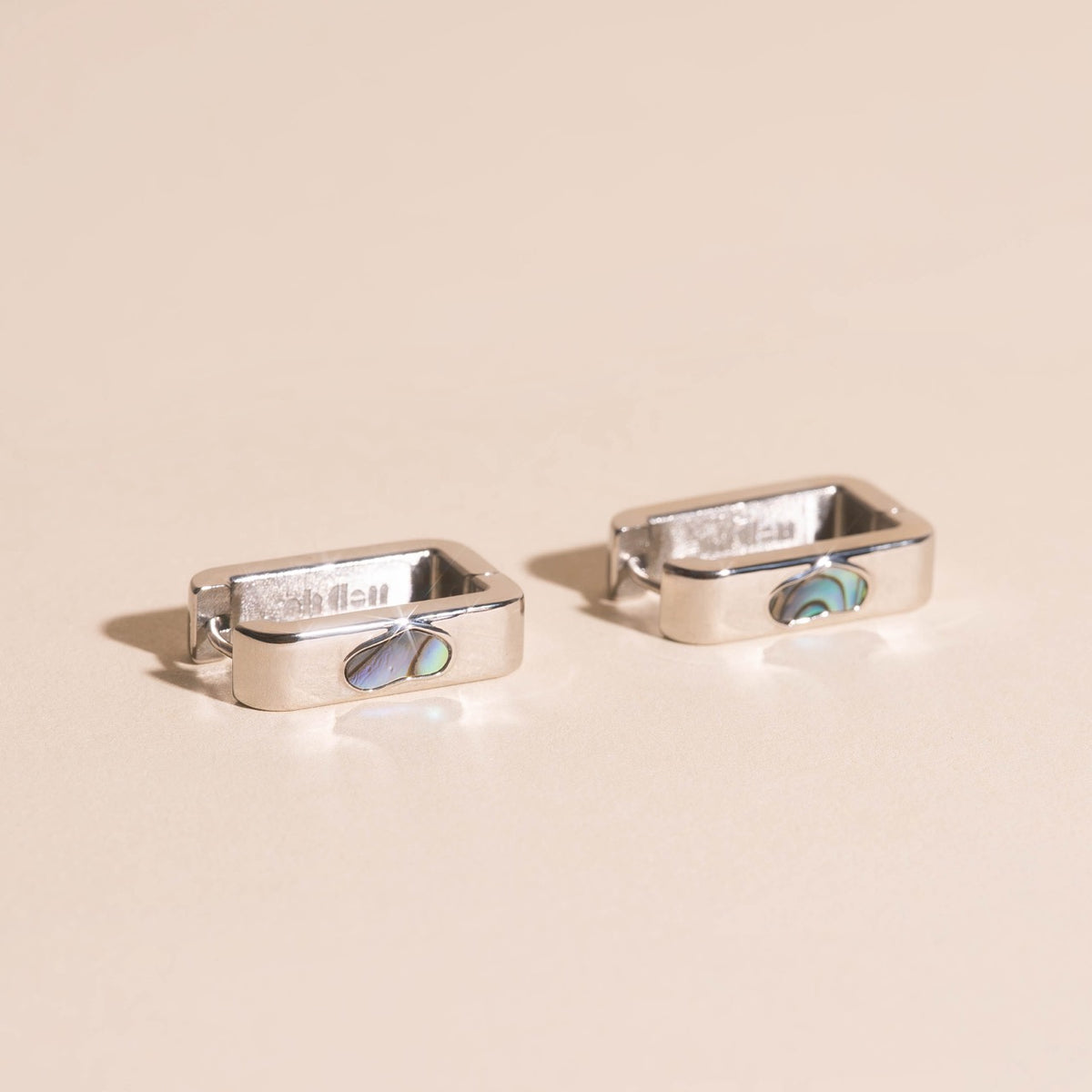 Black Mother of Pearl Huggie Hoop Earrings