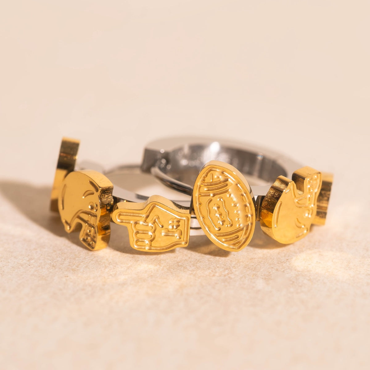 Football 3D Huggie Hoop Earrings