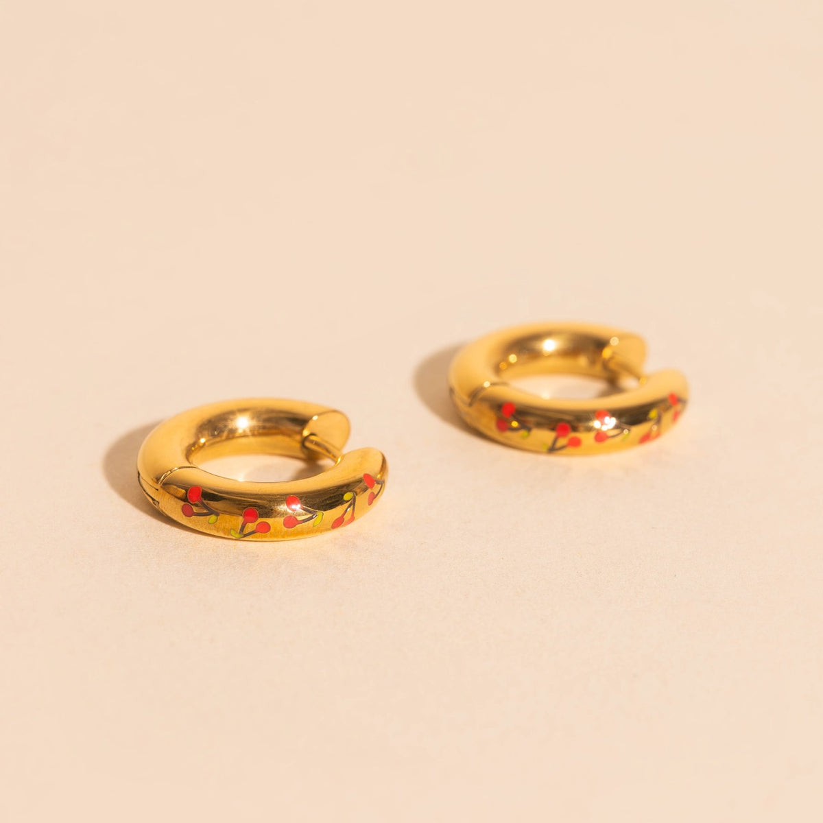 Cherry Chunky Rounded Huggie Hoop Earrings