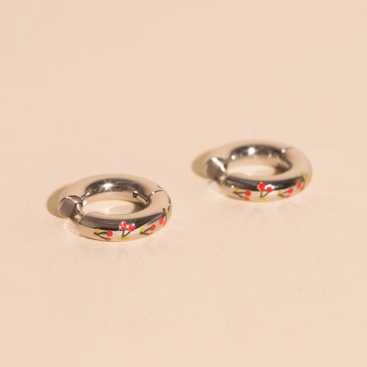 Cherry Chunky Rounded Huggie Hoop Earrings
