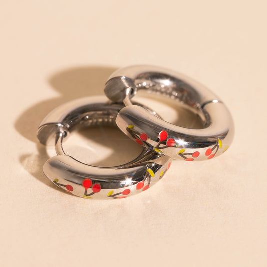 Cherry Chunky Rounded Huggie Hoop Earrings
