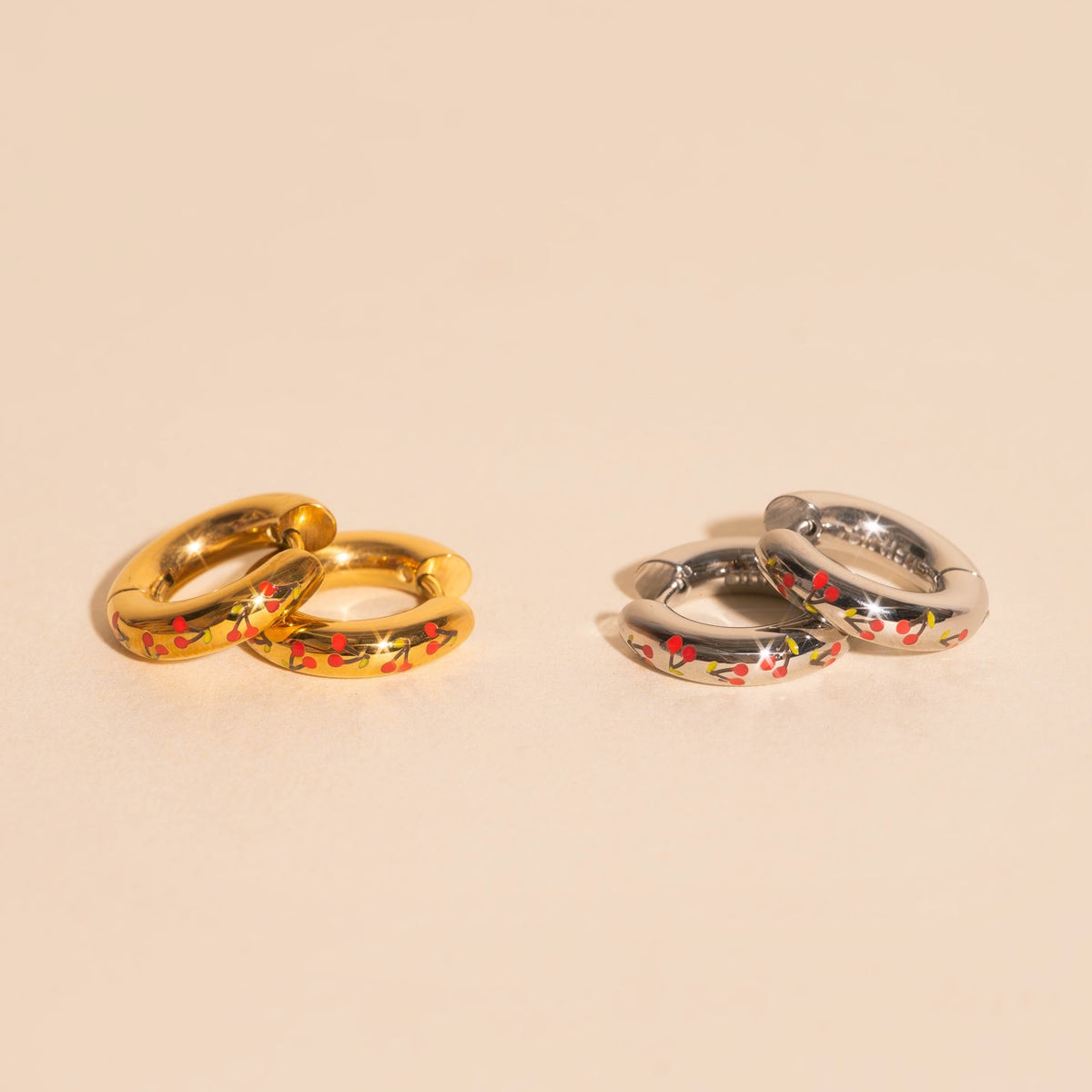 Cherry Chunky Rounded Huggie Hoop Earrings