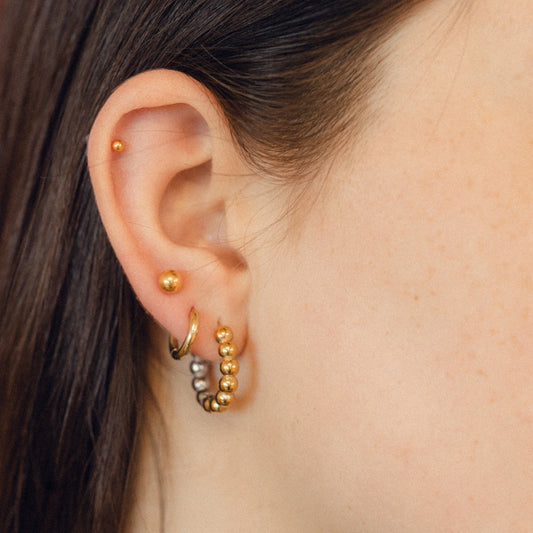 Ball Chunky Huggie Hoop Earrings