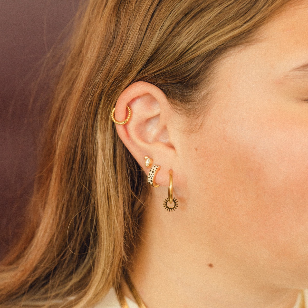 Leopard Chunky Huggie Hoop Earrings