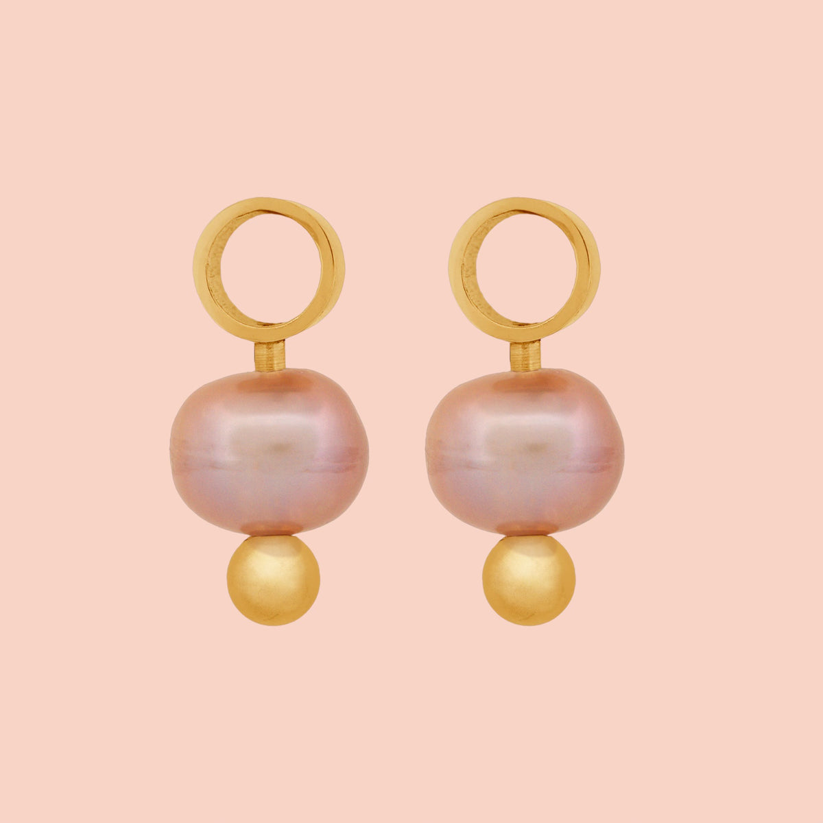 Natural Pearl Huggie Hoop Charms