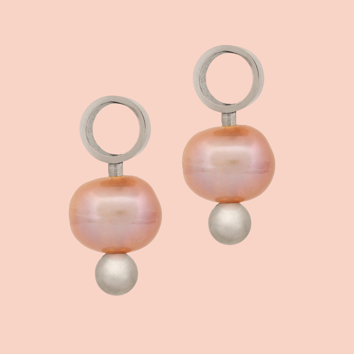 Natural Pearl Huggie Hoop Charms