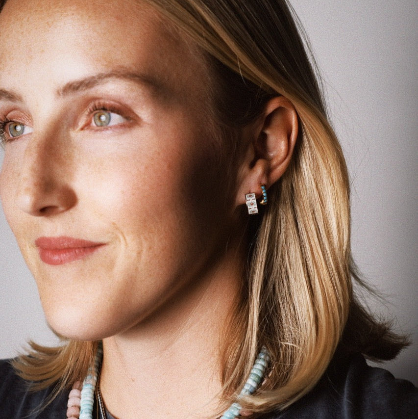 Turquoise Huggie Hoop Earrings