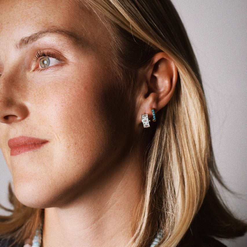 Turquoise Huggie Hoop Earrings