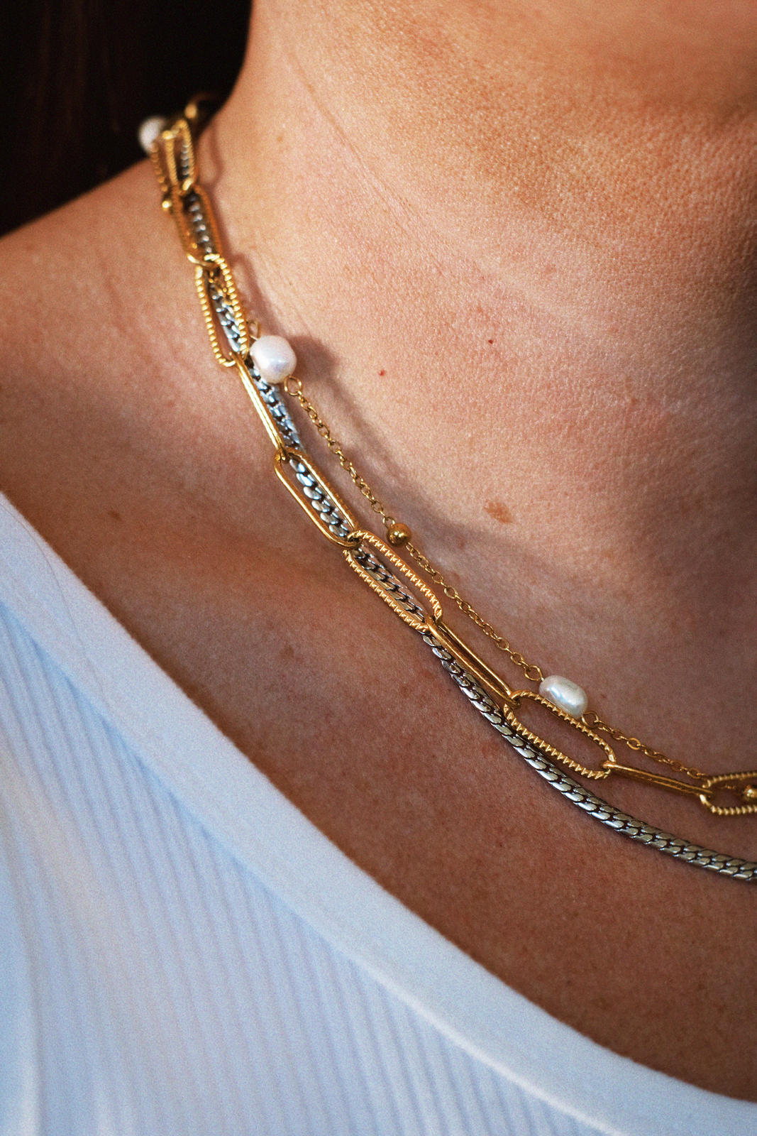 Mini Pearl Chain Necklace (18")