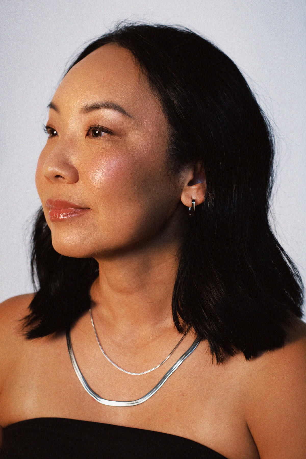 Oblong Line Huggie Hoop Earrings
