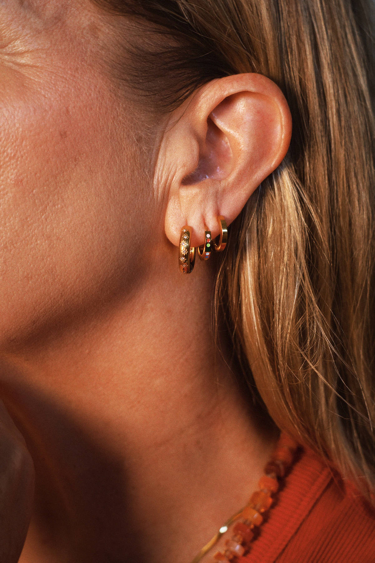 Starburst Chunky Rounded Huggie Hoop Earrings